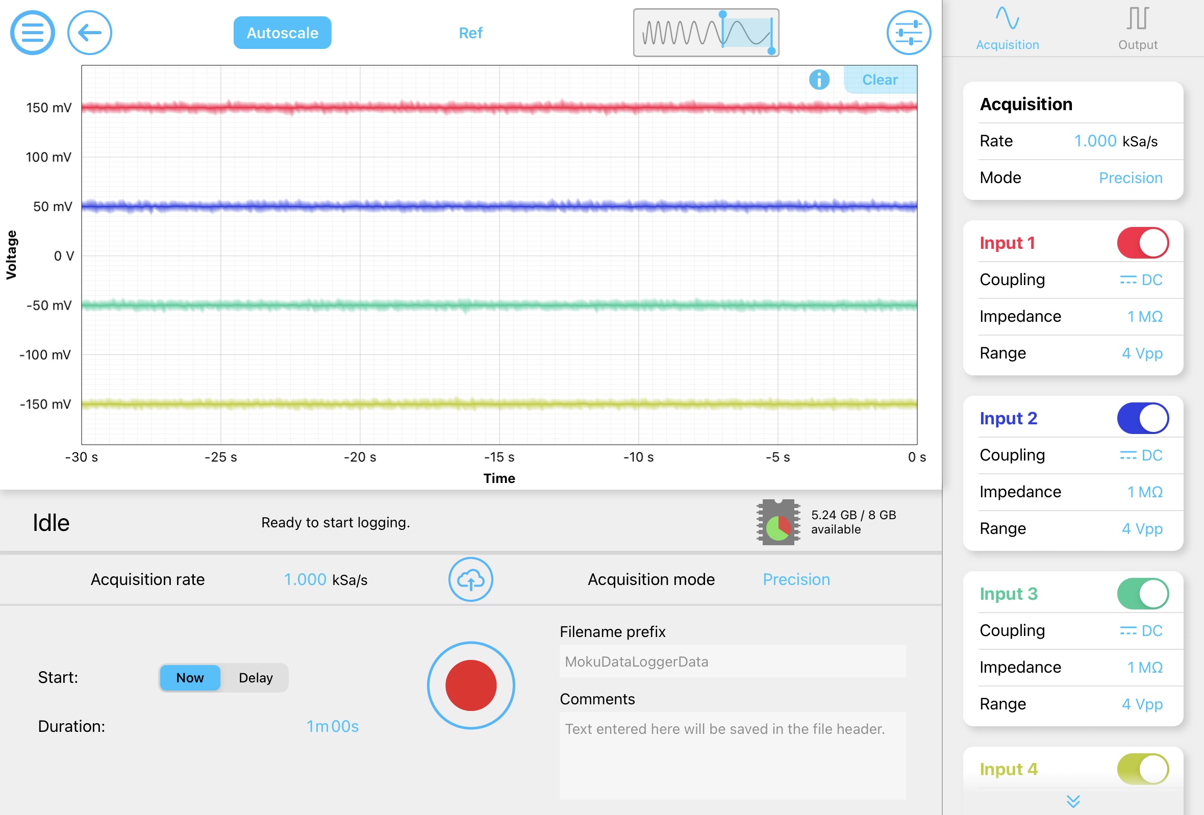 Data Logger on Moku:Pro.